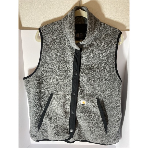 Carhartt Jackets & Blazers - Carhartt Gray Sherpa Fleece Vest with Black Trim-Womens